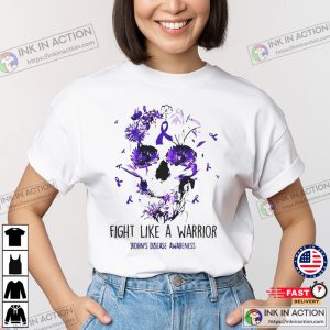 Fight Like A Warrior Skull Floral Trending T Shirt 1