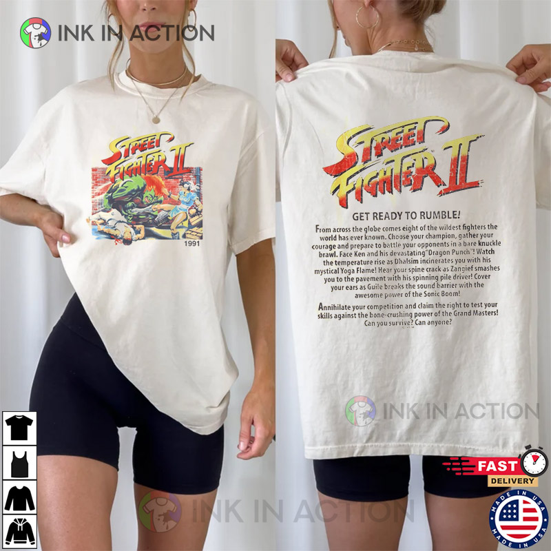 Street Fighter 2 1991 Get Ready To Rumble Capcom 2 Sided T-Shirt