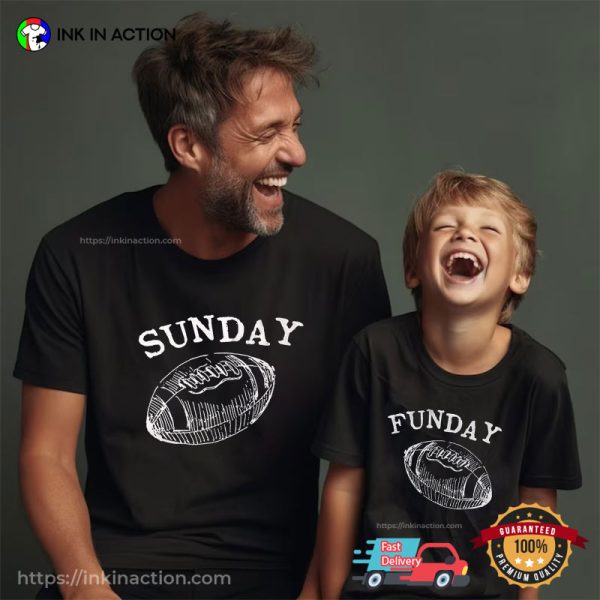 Sunday Funday Game Day NFL Football Matching Dad Son T-Shirt, Superbowl Sunday Merch