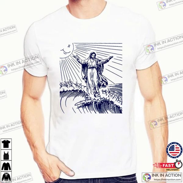 Surfing Jesus Funny T-Shirt