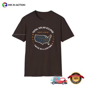 Twice In A Lifetime april 8 2024 solar eclipse Map T Shirt 3