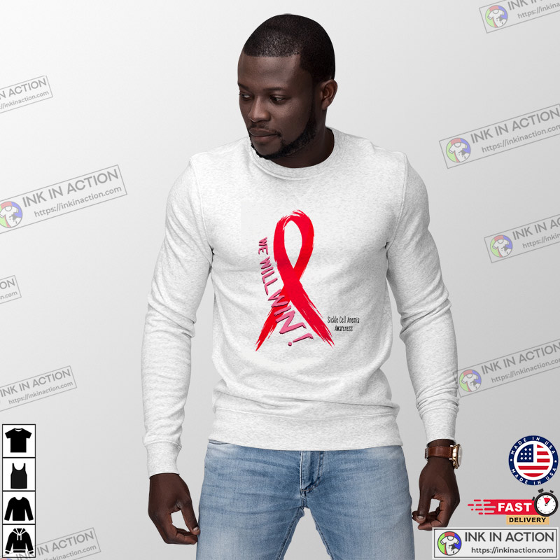 We Will Win Sickle Sickle Cell Ribbon Awareness T-Shirt