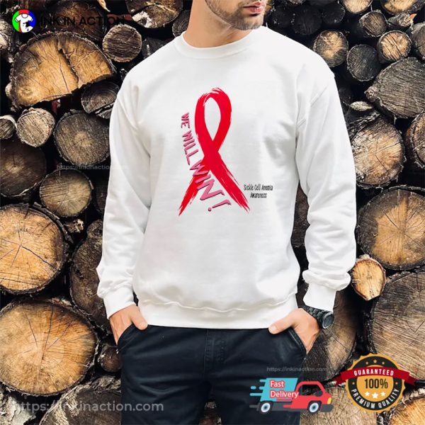 We Will Win Sickle Sickle Cell Ribbon Awareness T-Shirt