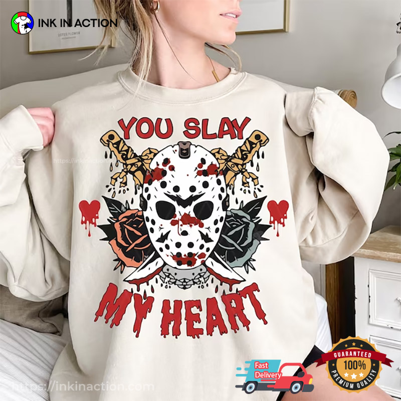 You Slay My Heart Jason Voorhees Horror Anti Valentine's Day T-Shirt
