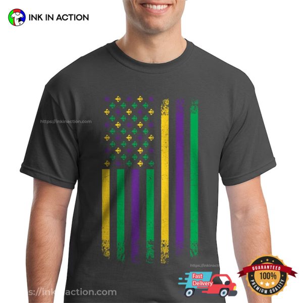Carnival Mardi Gras American Flag Holiday T-Shirt