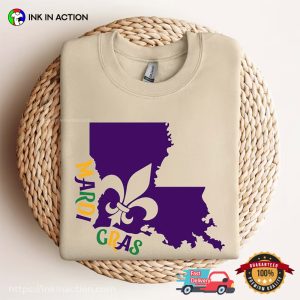 Carnival Mardi Gras Louisiana Map T-Shirt