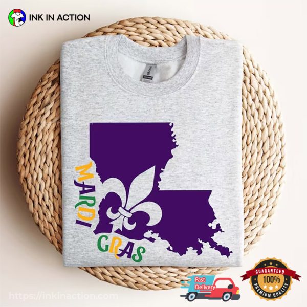 Carnival Mardi Gras Louisiana Map T-Shirt