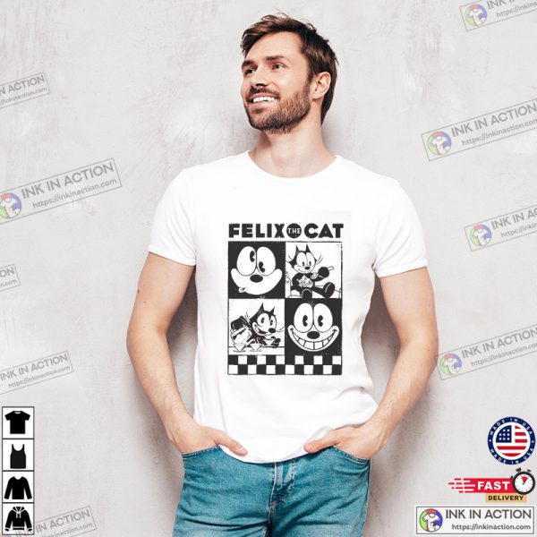 Felix The Cat Black And White Cartoon Charater T-Shirt