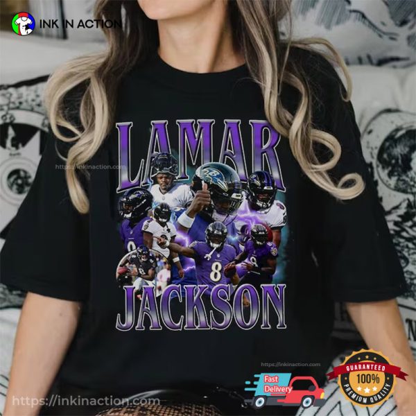 Lamar Jackson Ravens Vintage 90s Graphic Style Tee