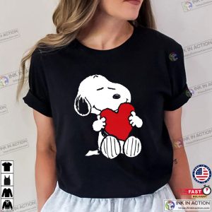 snoopy valentine Hugging Heart Adorable T Shirt 1