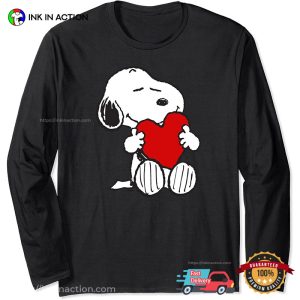 snoopy valentine Hugging Heart Adorable T Shirt 2