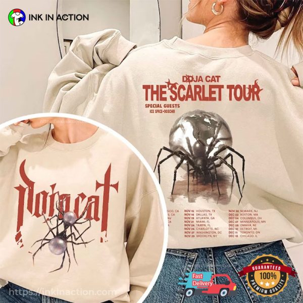 The Scarlet Tour 2023 Schedule 2 Sided T-Shirt, Doja Cat Tour Merch