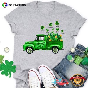Custom Shamrock Truck Grandma With Grandkids st patricks day tee shirt 3