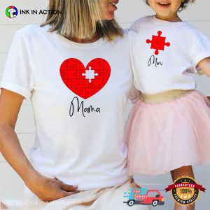 Customized Puzzle Heart Mom And Baby T-Shirt, Personalized Gifts For Mom