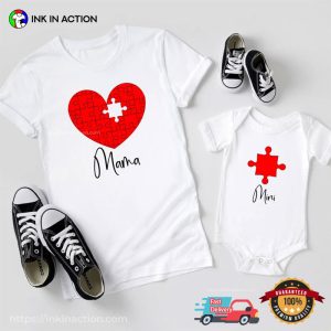 Customized Puzzle Heart Mom And Baby T Shirt, personalized gifts for mom 2