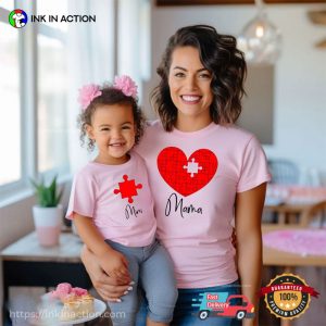 Customized Puzzle Heart Mom And Baby T-Shirt, Personalized Gifts For Mom