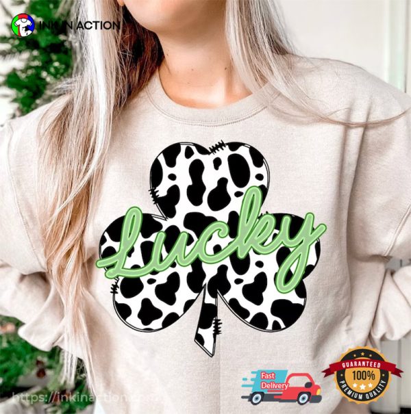 Dairy Cow Lucky Shamrock T-shirt, Happy Saint Patty’s Day