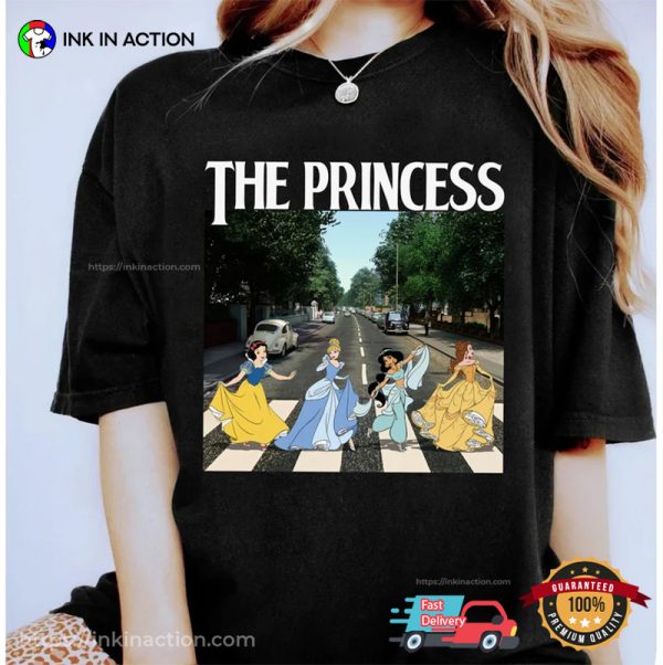 Disney The Princess Abbey Road Crossing Inspired Cartoon Comfort Colors T-Shirt