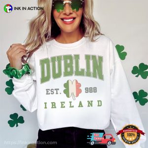 Dublin Est 1988 Ireland Shamrock Vintage St Pattys Shirt
