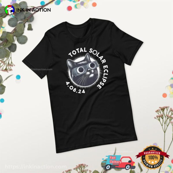 Funny Cat Total Solar Eclipse April 8 2024 T-Shirt