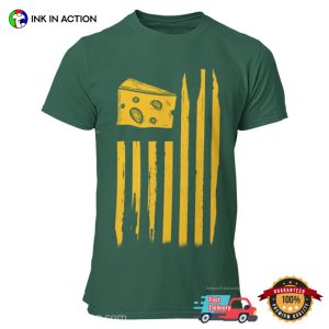 Green Bay Cheese Flag Funny packers football Tee 2
