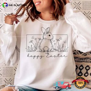 Happy Easter Cute easter bunny Comfort Colors T Shirt 3