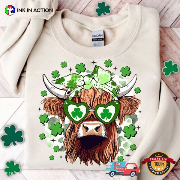 Highland Cow Funny St Patricks Day Shirts