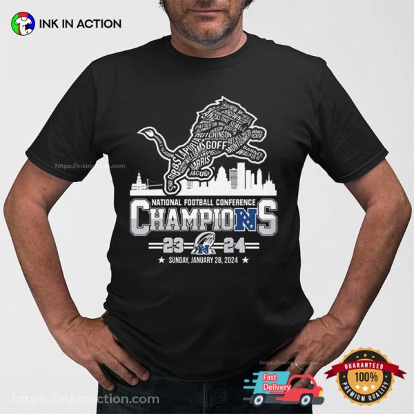 NFC Champions 2023 2024 Detroit Lions T-shirts