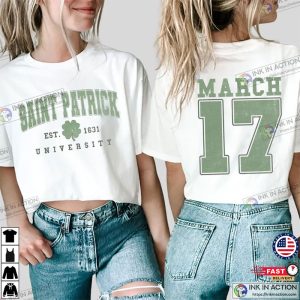 Saint Patrick University 17th March Vintage 2 Sided T-shirt