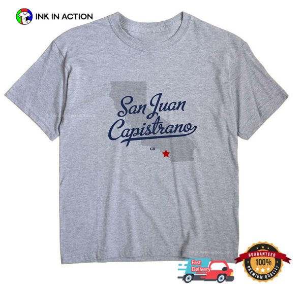 San Juan Capistrano CA Map T-Shirt