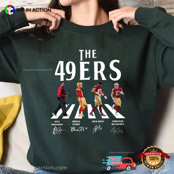 The 49ers Team Abbey Road Crossing Football Inspired T-Shirt
