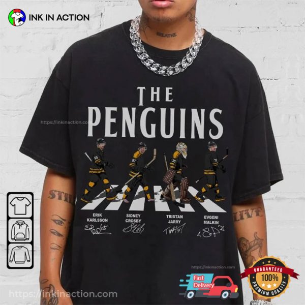 The Penguin Ice Hockey Abbey Road Crossing Inspired T-Shirt