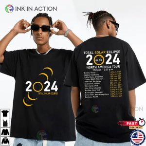 Total solar eclipse april 8 2024 America Tour 2 Sided Tee