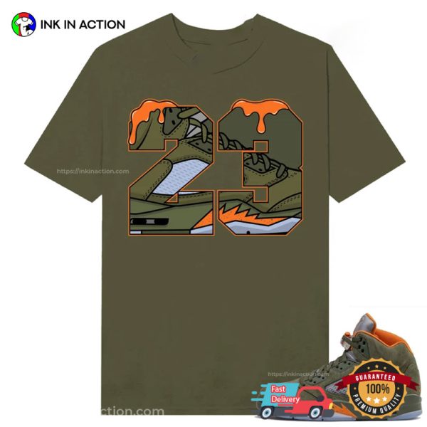 23 Honey jordan 5 Retro Olive Matching Tee