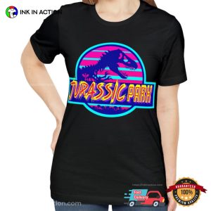 80's Themed Jurassic Park Logo T Shirt 2