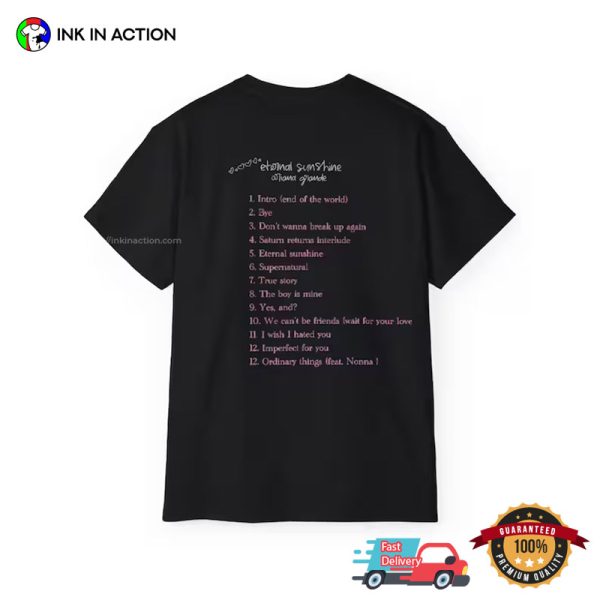 Ariana Grande New Album Eternal Sunshine Tracklist 2 Sided T-Shirt