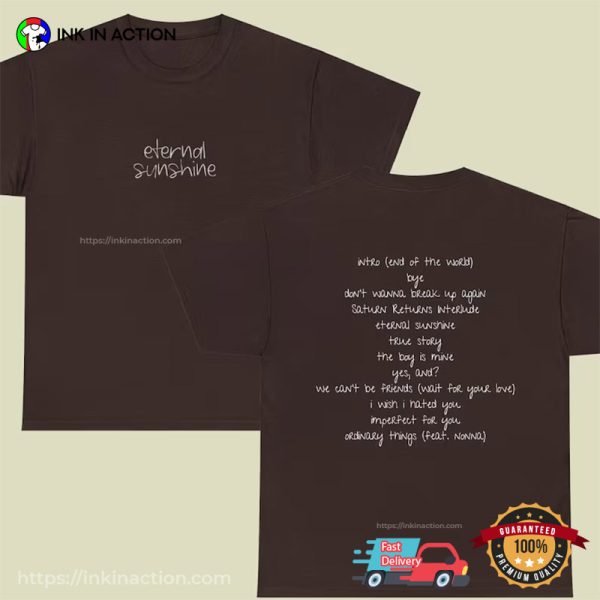 Ariana Grande Eternal Sunshine Lyrics 2 Sided T-Shirt