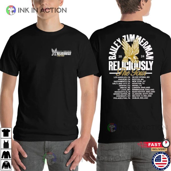 Bailey Zimmerman Religiously The Tour 2024 2 Sided Tee