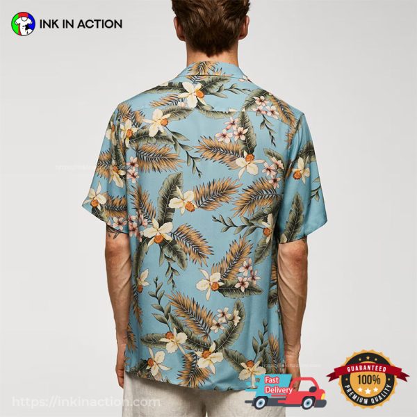 Blue Floral Tropical Vacation Men’s Hawaiian Shirts
