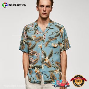 Blue Floral Tropical Vacation men’s Hawaiian shirts 3