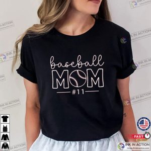 Custom Number Baseball Mom T-Shirt, Custom Gifts For Mom