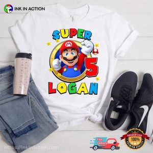 Customized Super Mario Birthday Kids T Shirt 3