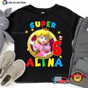 Customized Mario Princess Birthday Kids T Shirt