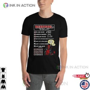 Deadpool's To DO List adult humor tee shirts 2