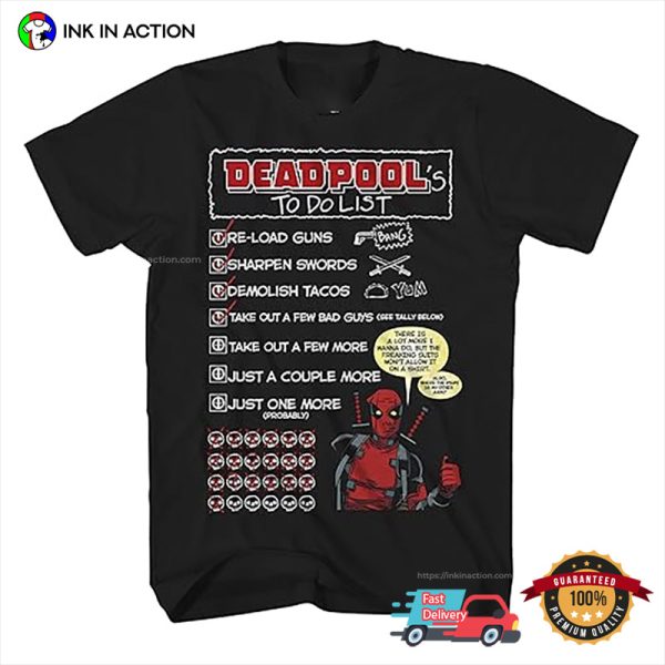 Deadpool’s To DO List Adult Humor Tee Shirts