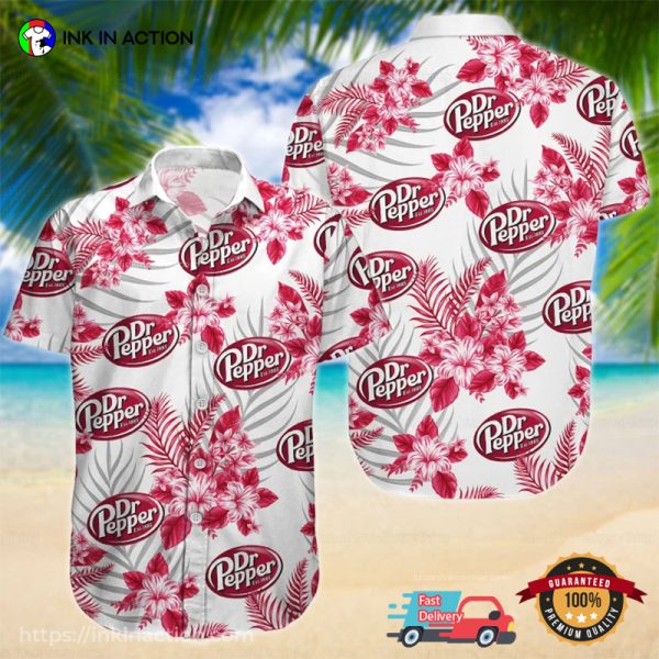 Dr Pepper Hibiscus Hawaiian Shirt