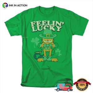 Feelin' Lucky Garfield Gnome funny st patricks day shirts
