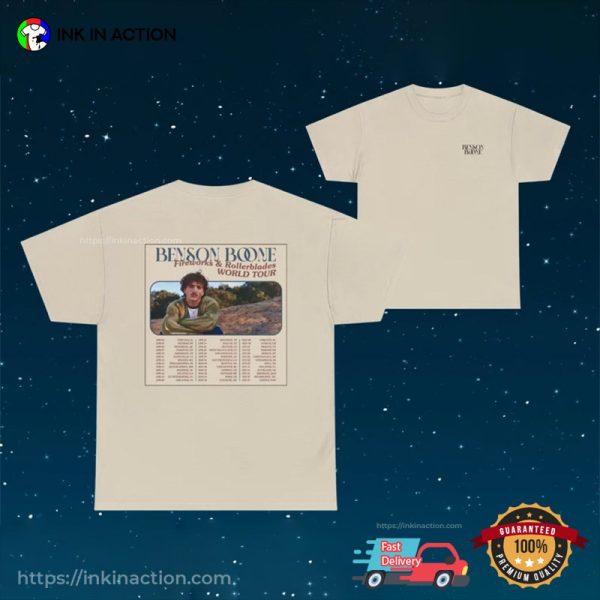 Fireworks & RollerBlades World Tour Benson Boone Album 2 Sided T-shirt