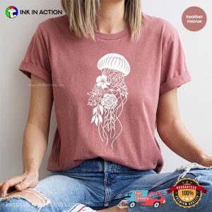 Floral Jellyfish Animals Art Graphic T-Shirt