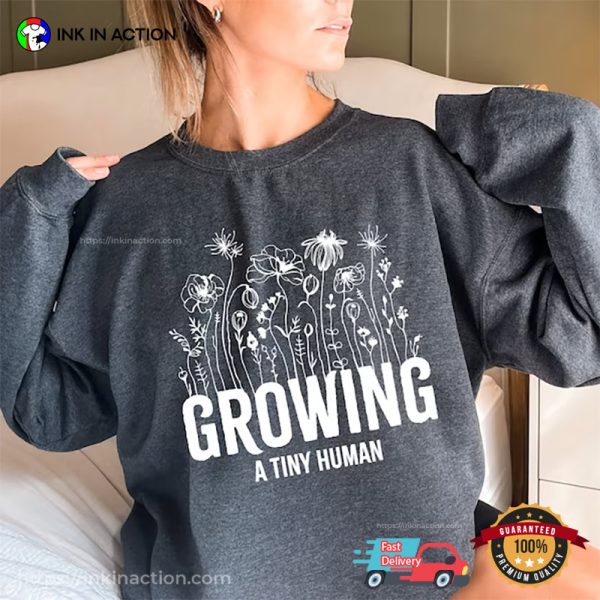 Growing A Tiny Human Baby Announcement Comfort Colors Tee, Mothers Gifts